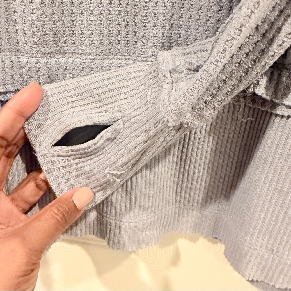 {preloved} Free People North Shore Thermal Tunic Shirt Storm Grey - Picture 9 of 11